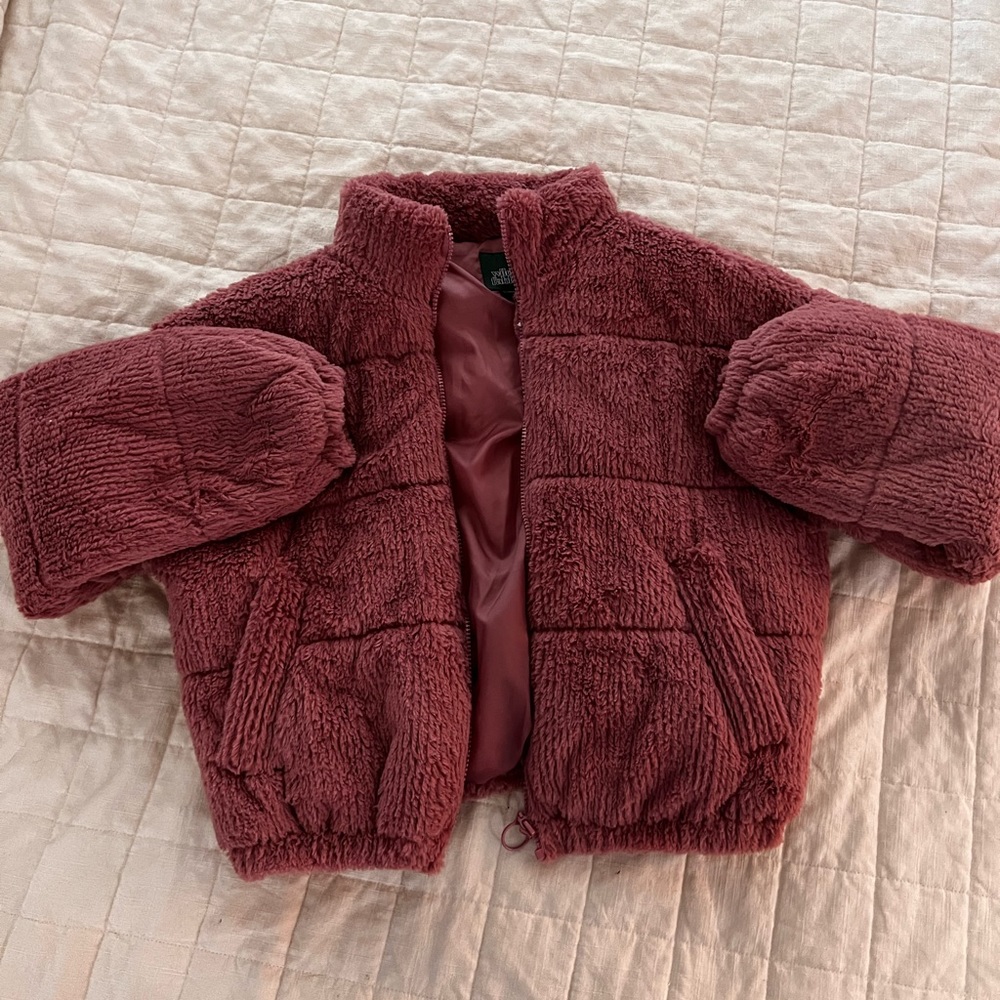 Pink furry puffer XS